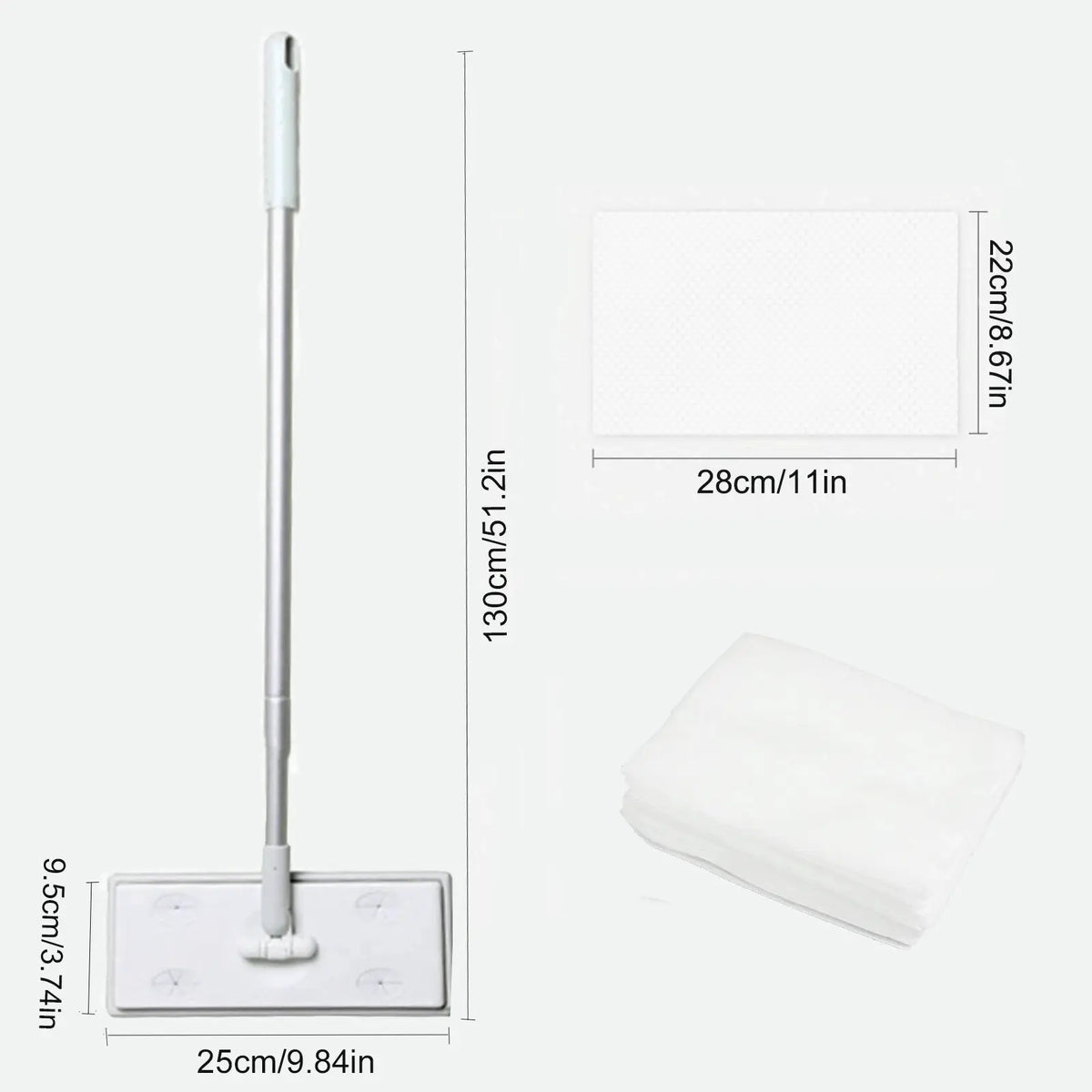 Home Electrostatic Dust Collector Mop Foldable 51.2 In Long Handle with Disposable Vacuum Paper Floor Wipes Thread Flat Mop from PriceLows™