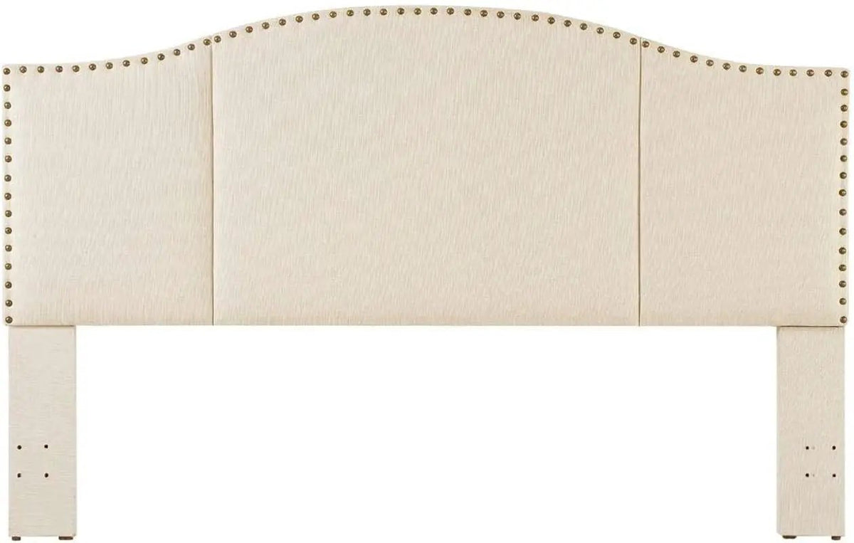 Elegant Upholstered King Size Headboard with Nailhead Trim from PriceLows™