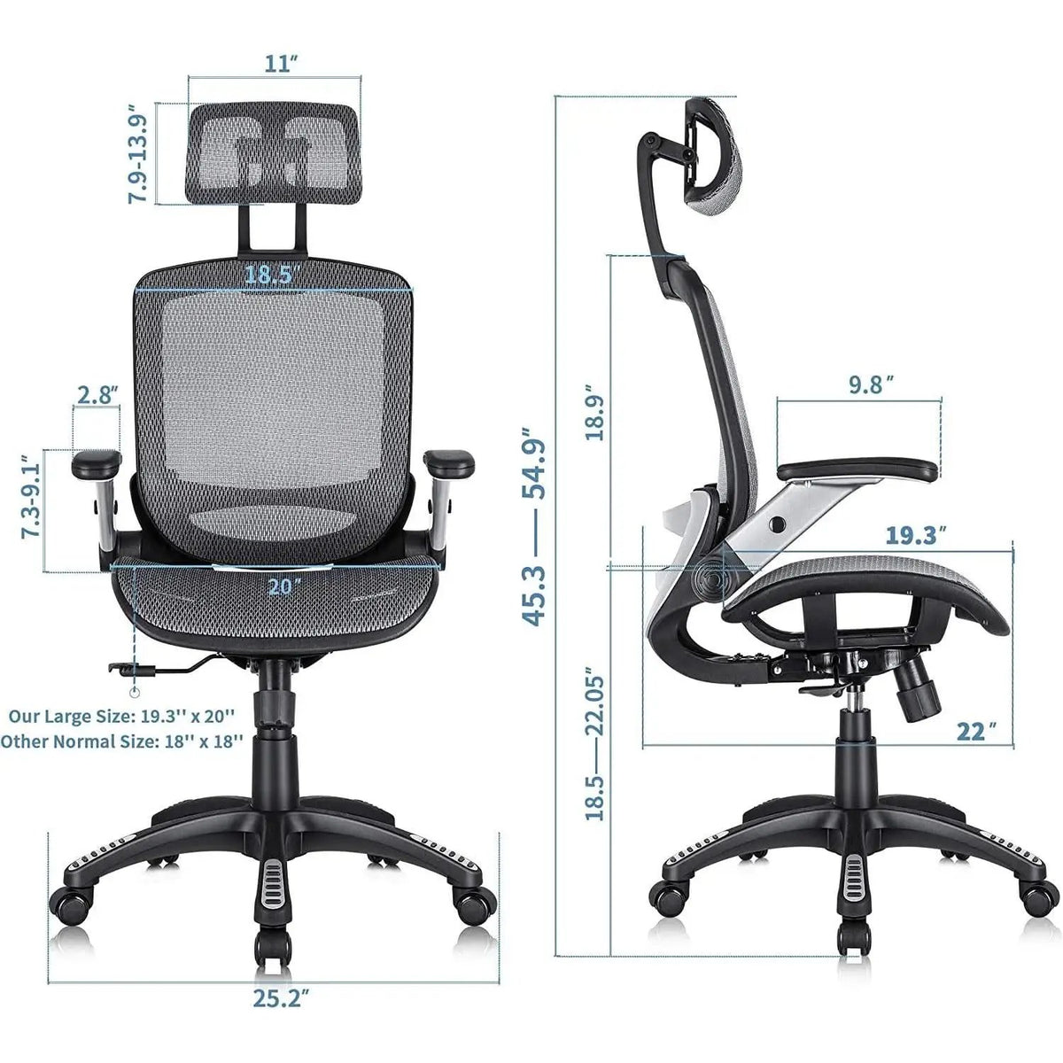 Ergonomic Adjustable High Back Mesh Office Chair Grey from PriceLows™