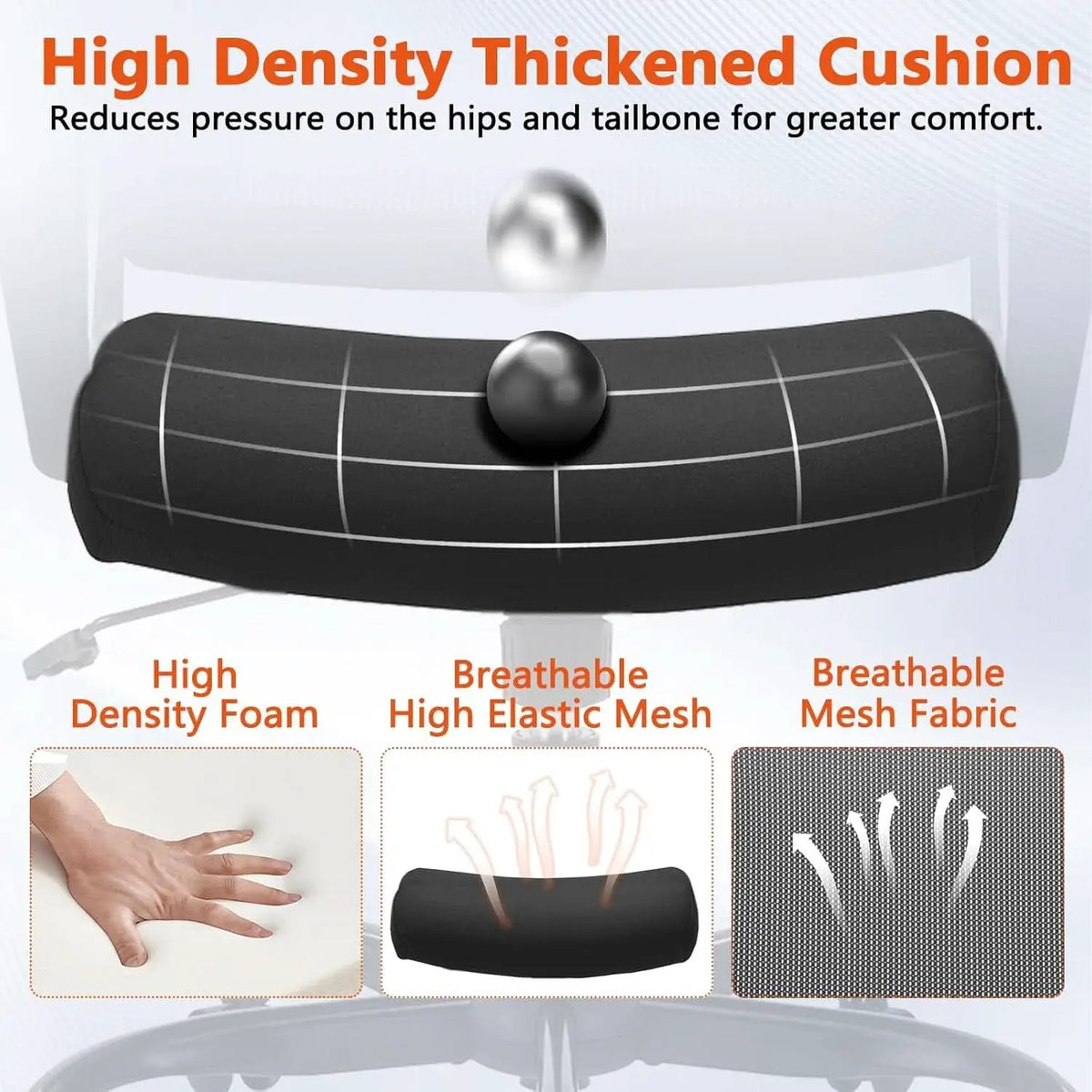 Ergonomic Black Mesh Office Chairs 4 Pack Lumbar Support from PriceLows™