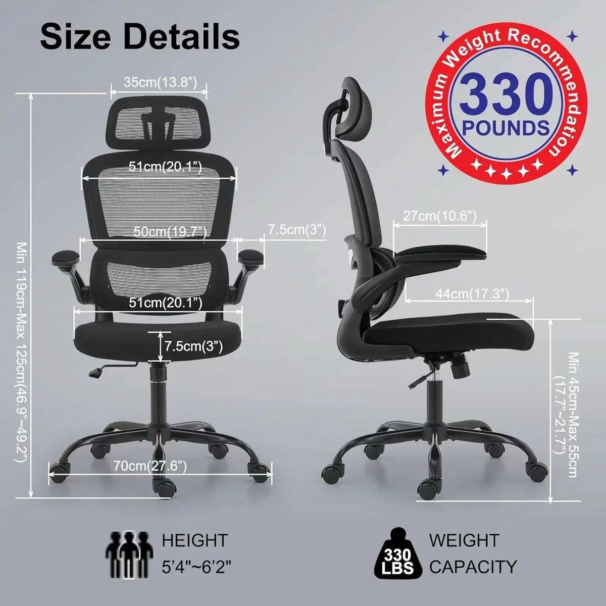 Ergonomic Black Office Chair High Back With Wheels from PriceLows™