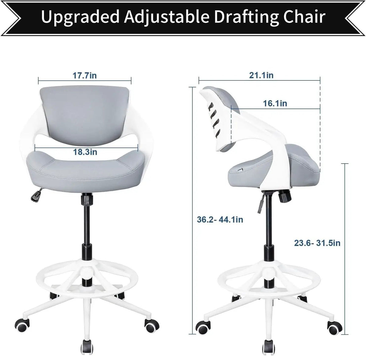 Ergonomic Drafting Chair With Lumbar Support Grey Office from PriceLows™