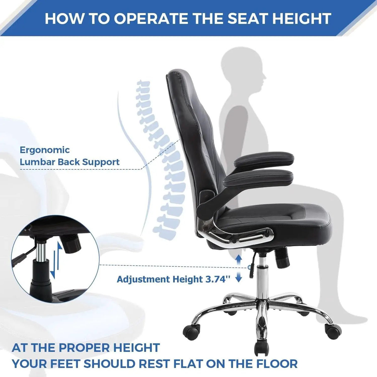 Ergonomic Gaming Chair With Height Adjustability Black from PriceLows™