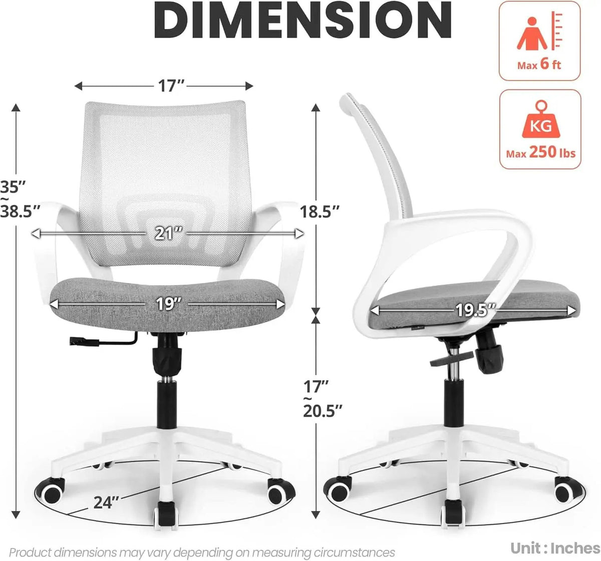 Ergonomic Grey Office Chair With Lumbar Support Mesh from PriceLows™