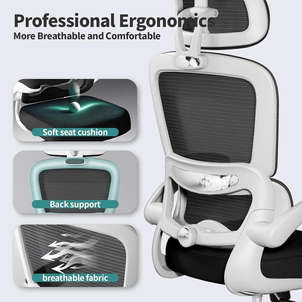 Ergonomic High Back Mesh Office Chair With Wheels Black from PriceLows™