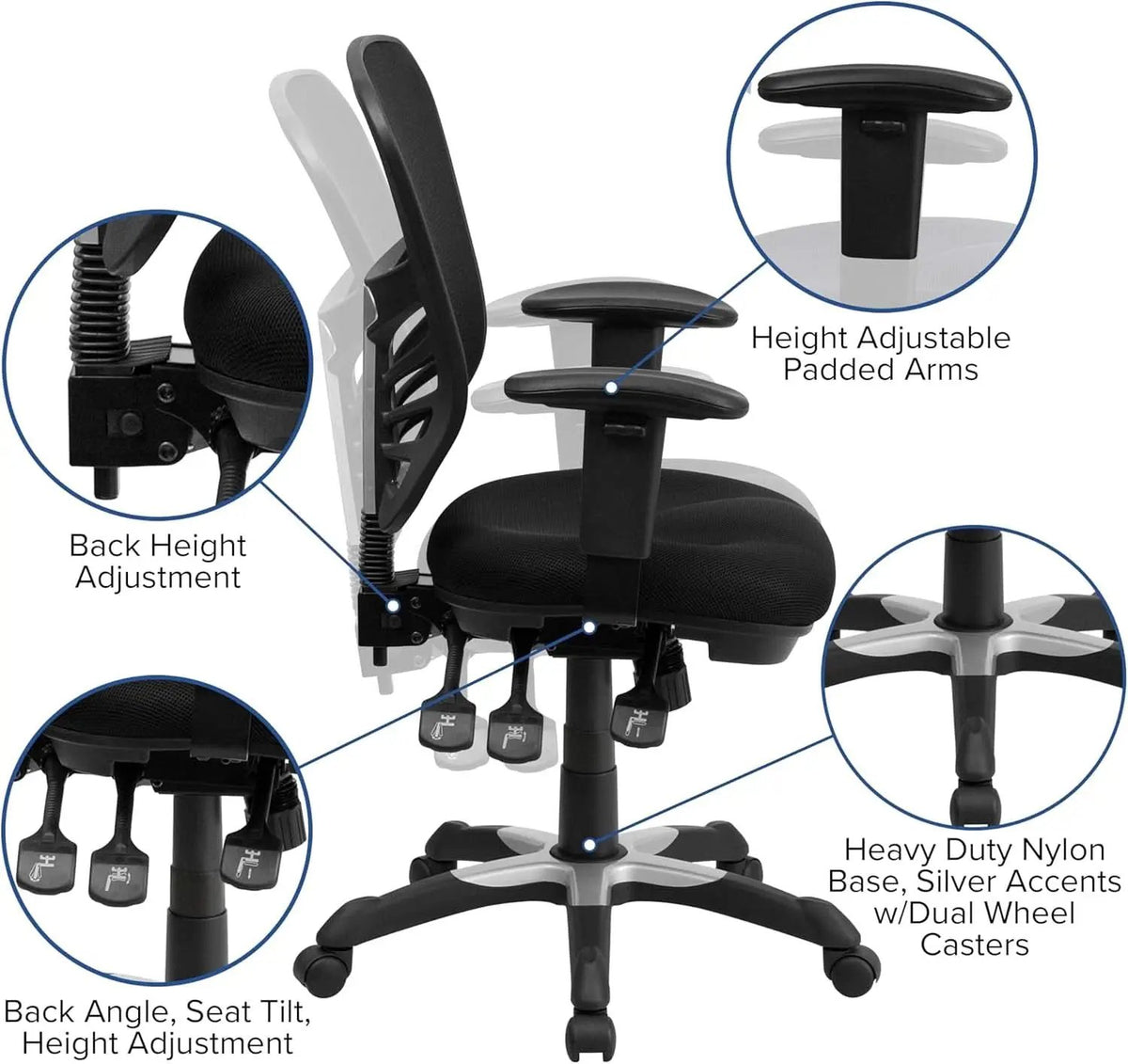 Ergonomic Mesh Office Chair With Adjustable Lumbar Black from PriceLows™