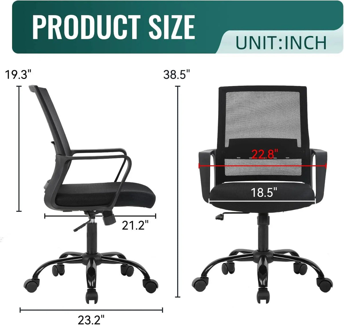 Ergonomic Mesh Office Chair With Lumbar Support Adjustable from PriceLows™