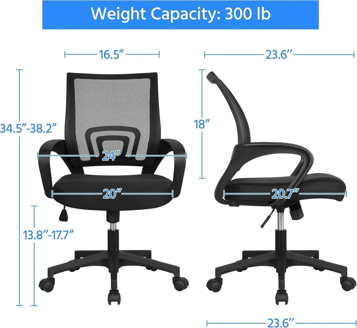 Ergonomic Mesh Office Chair With Lumbar Support Black from PriceLows™