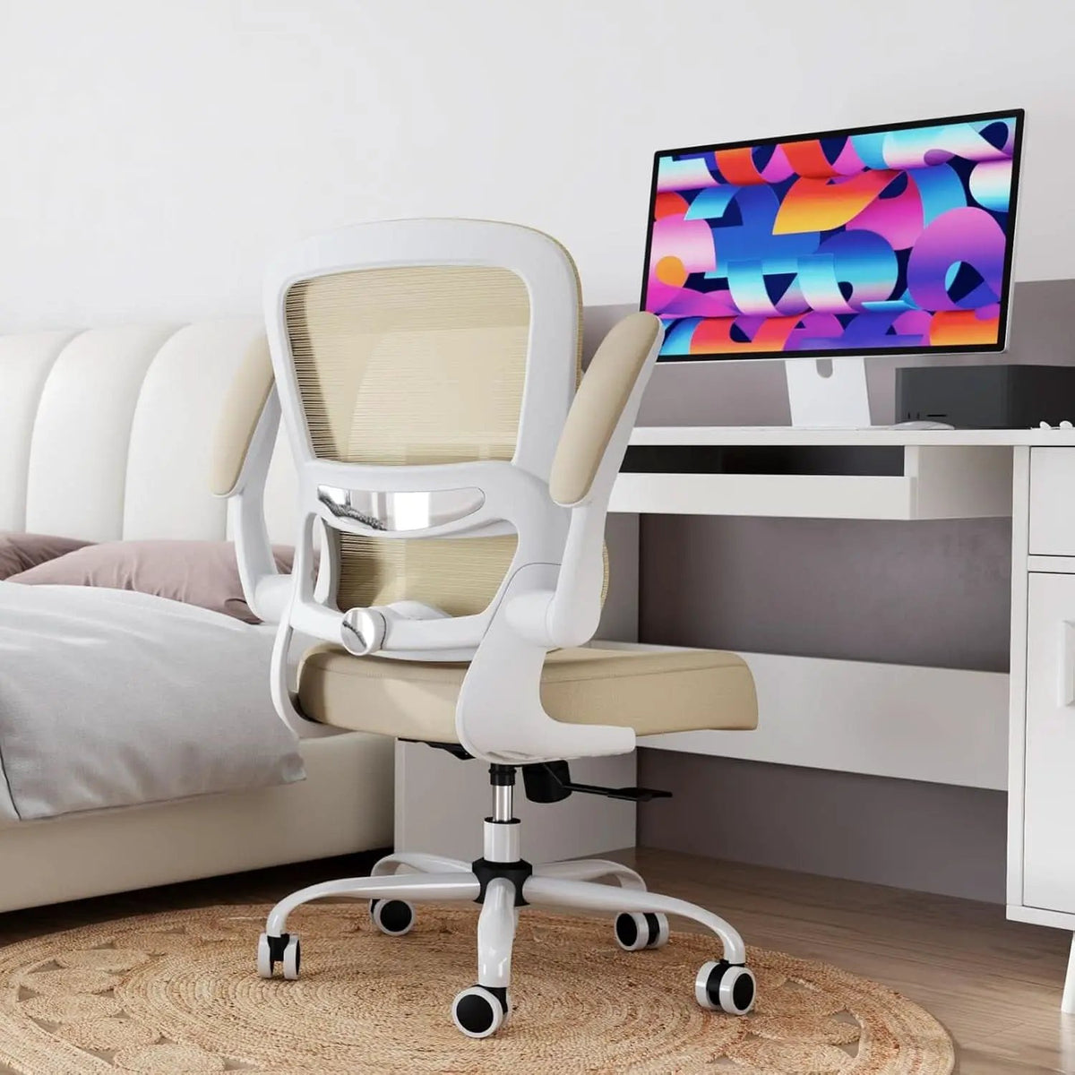 Ergonomic Office Chair With Mesh Back 330 Lb Capacity Beige from PriceLows™