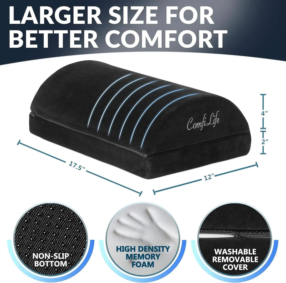 Ergonomic Under Desk Foot Rest Memory Foam Black Adjustable from PriceLows™