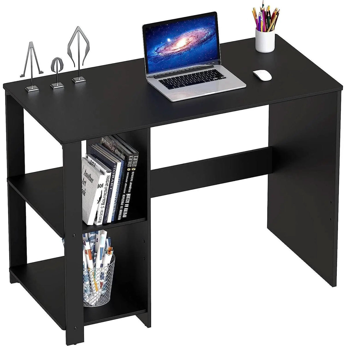 Espresso Finish Home Office Desk With Open Shelves from PriceLows™