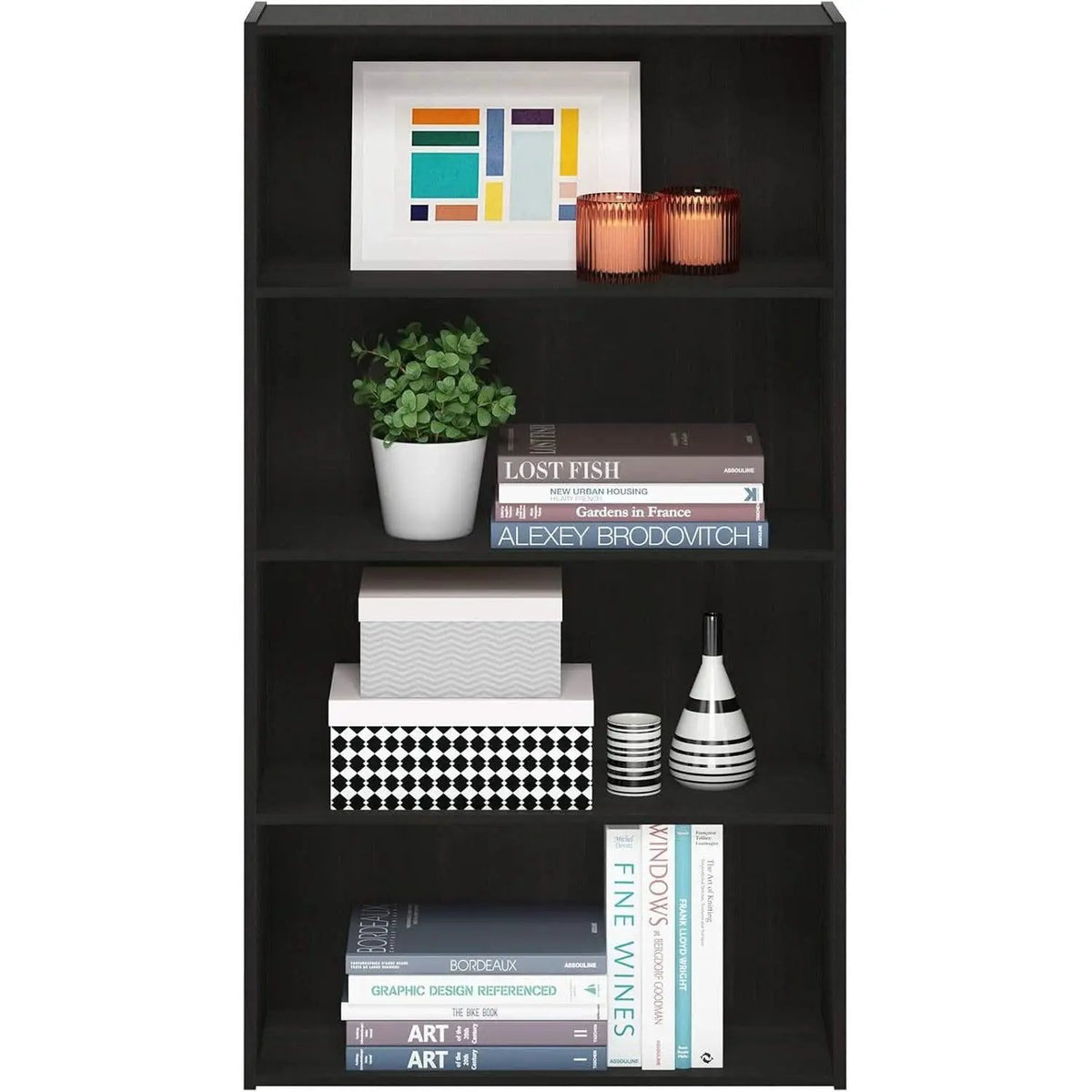 Espresso Four Tier Bookcase Bookshelf Storage Shelves from PriceLows™
