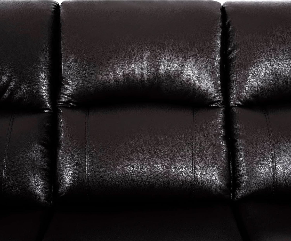 Espresso Leather Sofa Set With Manual Recliner For Living Room from PriceLows™