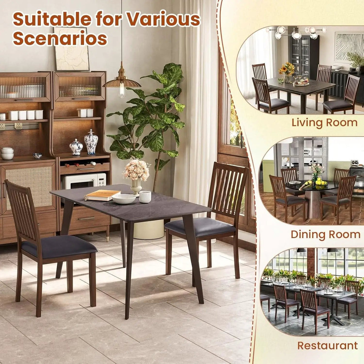 Espresso Slat Back Dining Chairs Set Of 2 For Dining Room from PriceLows™