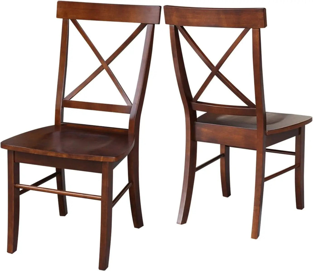 Espresso Solid Wood X Back Dining Chairs Set For Kitchen from PriceLows™