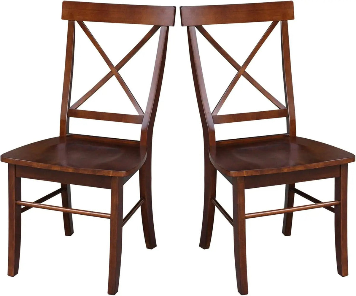 Espresso Solid Wood X Back Dining Chairs Set For Kitchen from PriceLows™
