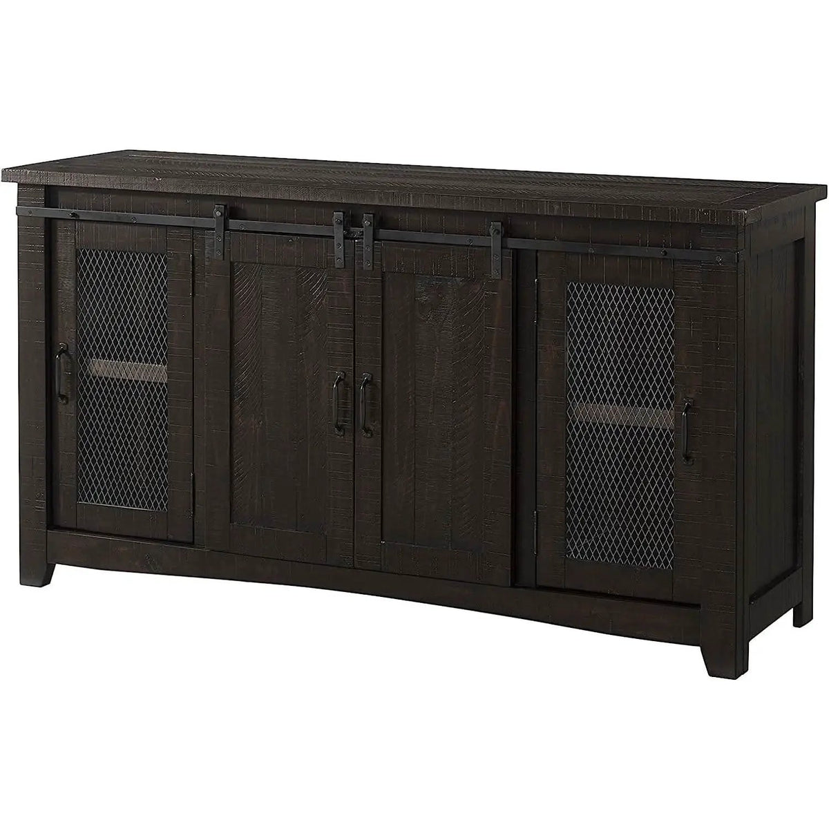 Espresso TV Stand With Sliding Barn Doors Solid Pine from PriceLows™