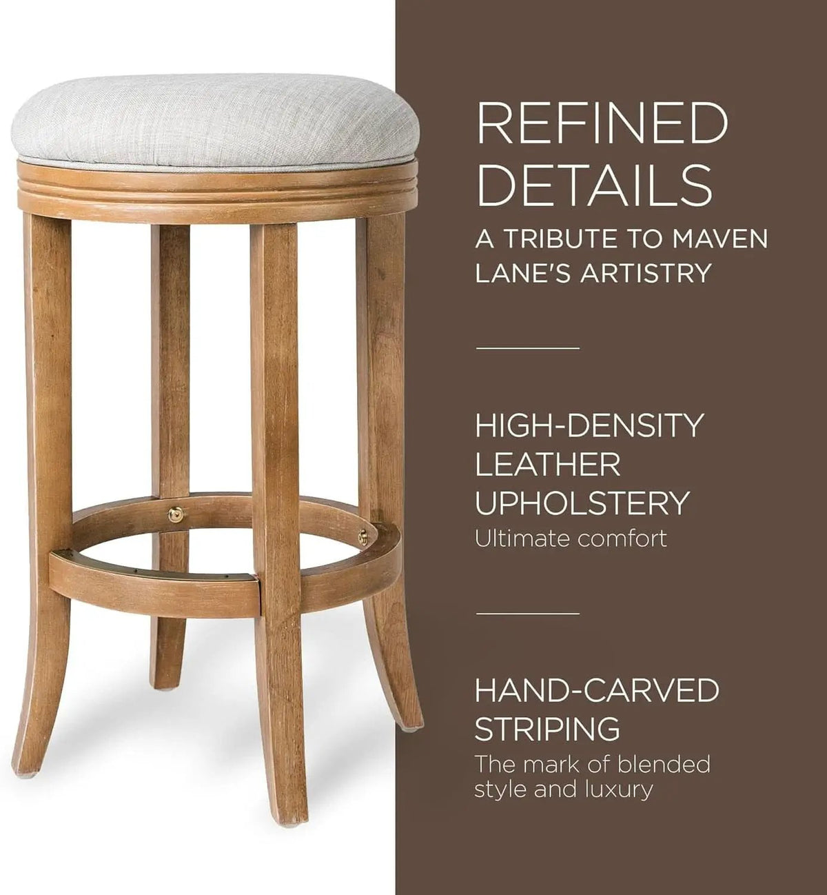 Eva 31 Inch Bar Height Backless Swivel Bar Stool Weathered Oak Sand Fabric from PriceLows™