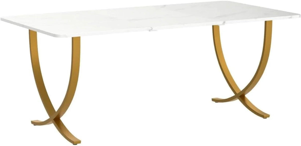 Executive Desk 63W X 31.5D White And Gold Computer Desk from PriceLows™