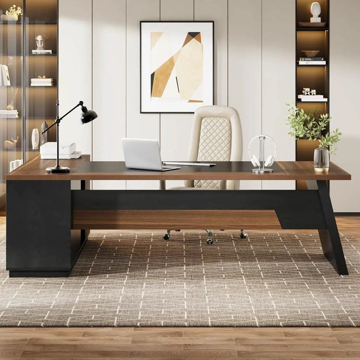 78 Inch Executive Desk Featuring Ample Storage Cabinets from PriceLows™