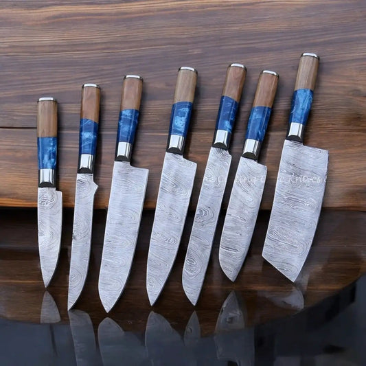 Exquisite Custom Kitchen Knife Set - Handcrafted Damascus Steel for Holiday Feasts | Damascus Steel | Kitchen Knives Set | Home