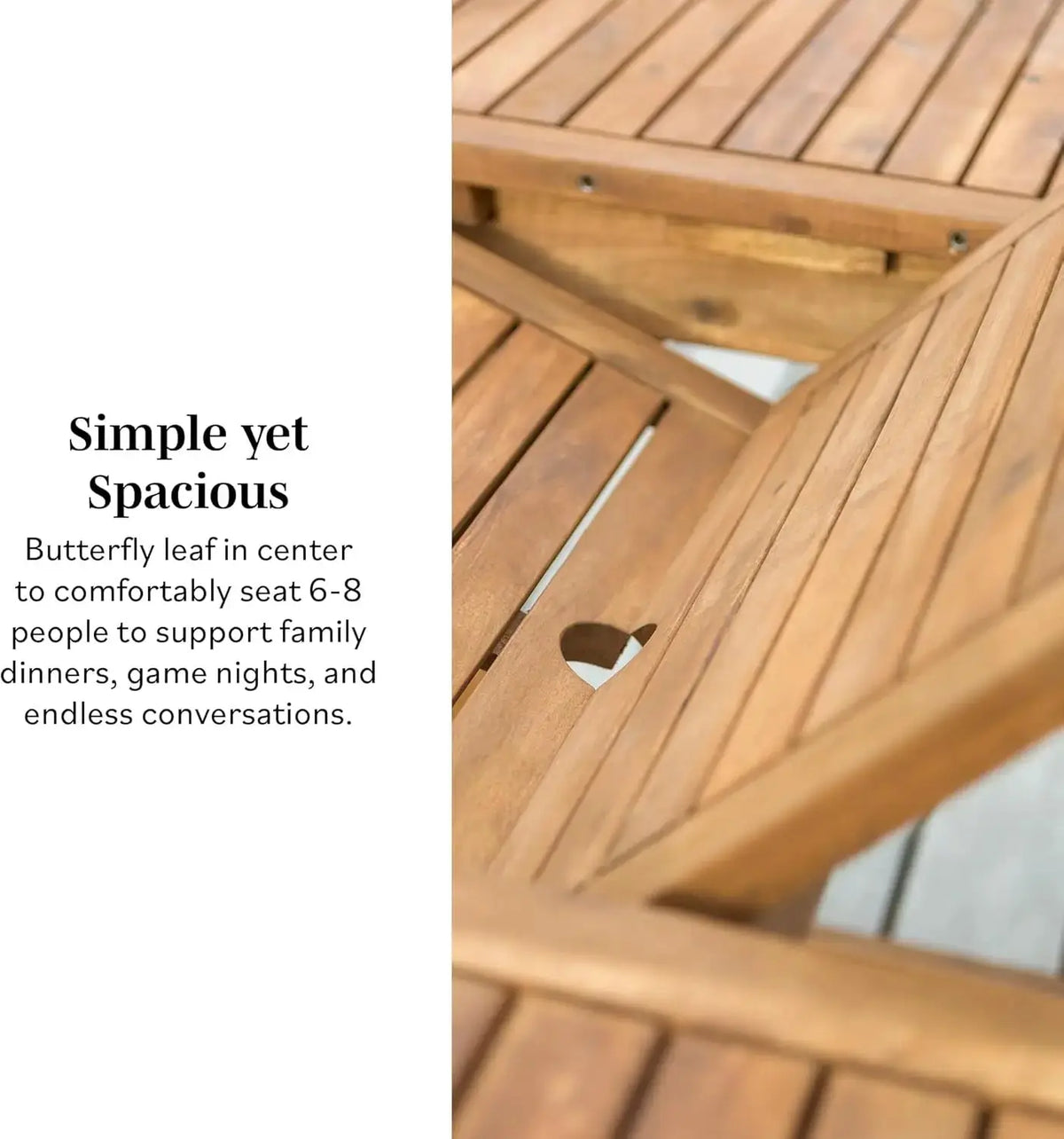 Maui Modern Solid Acacia Wood Slatted Patio Dining Table, 78 Inch, Brown from PriceLows™