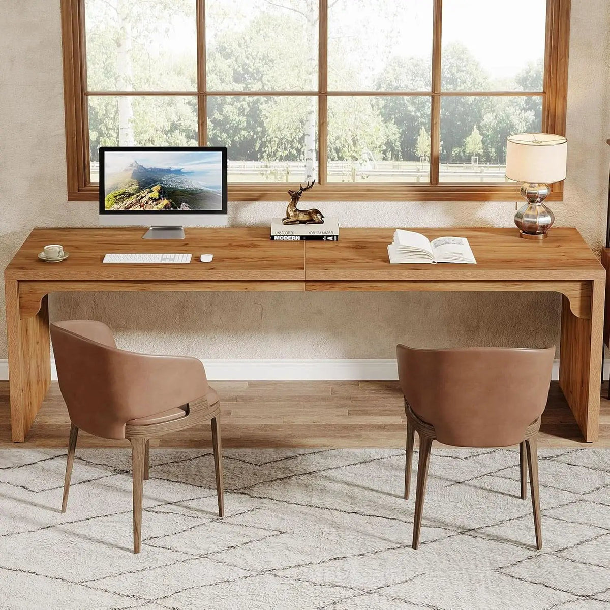 Extra Long Wooden Computer Desk for Home Office from PriceLows™