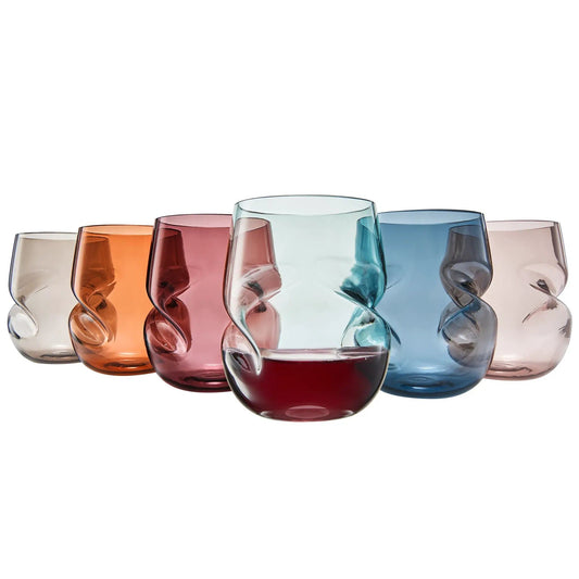 Eze Acrylic Stemless Finger-Indent Wine Glassware, Set of 6 from PriceLows™