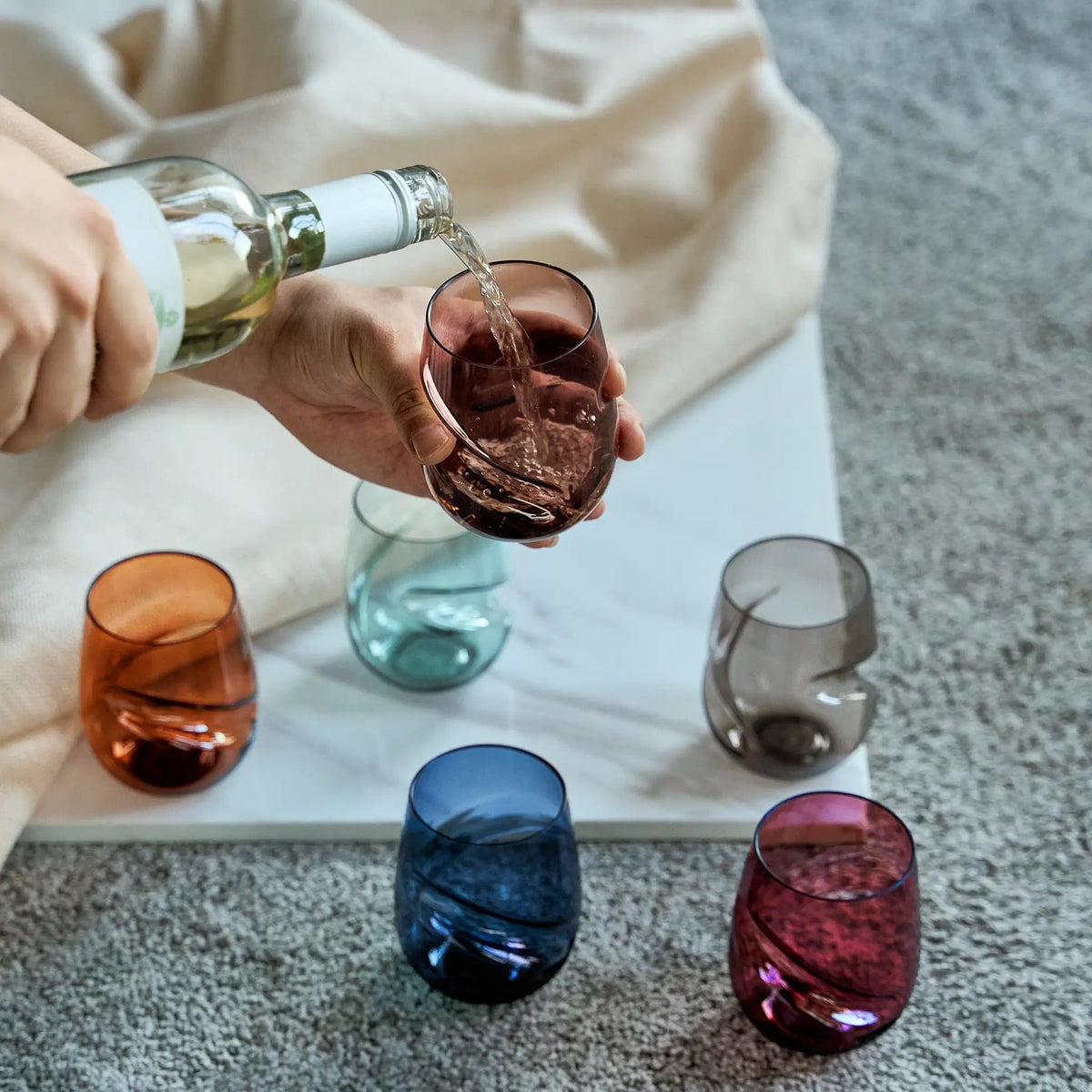 Eze Acrylic Stemless Finger-Indent Wine Glassware, Set of 6 from PriceLows™