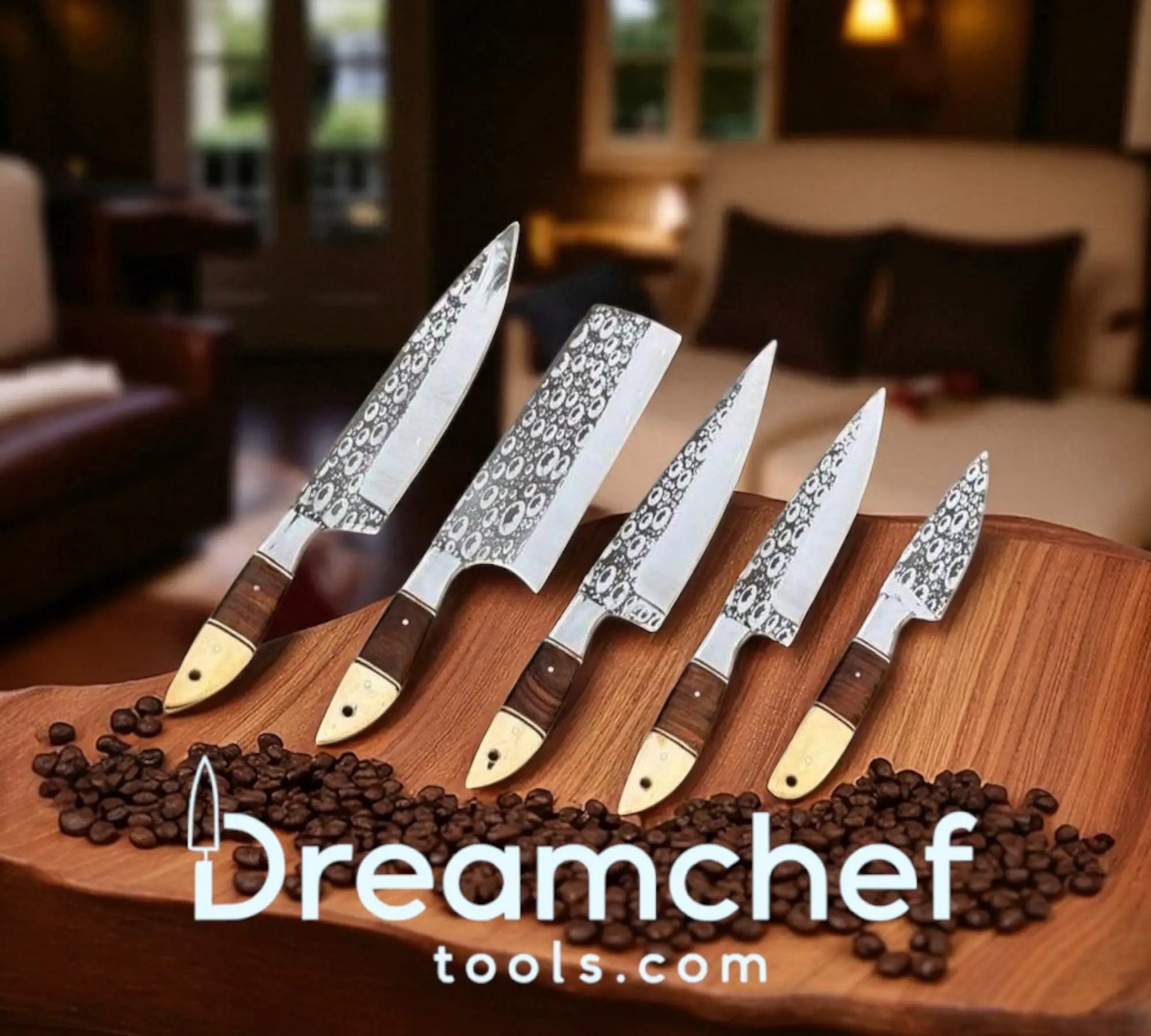 Best Knife Block Set – 13” Handmade J2 Steel Chef Knife with Rosewood & Camel Bone Handle, Steel Bolster & Leather Sheath from PriceLows™