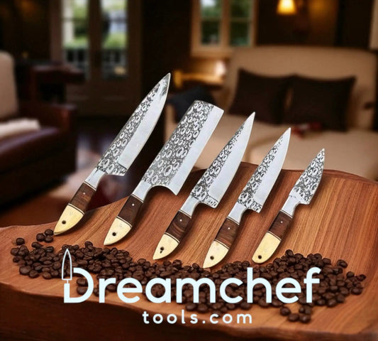Best Knife Block Set – 13” Handmade J2 Steel Chef Knife with Rosewood & Camel Bone Handle, Steel Bolster & Leather Sheath from PriceLows™