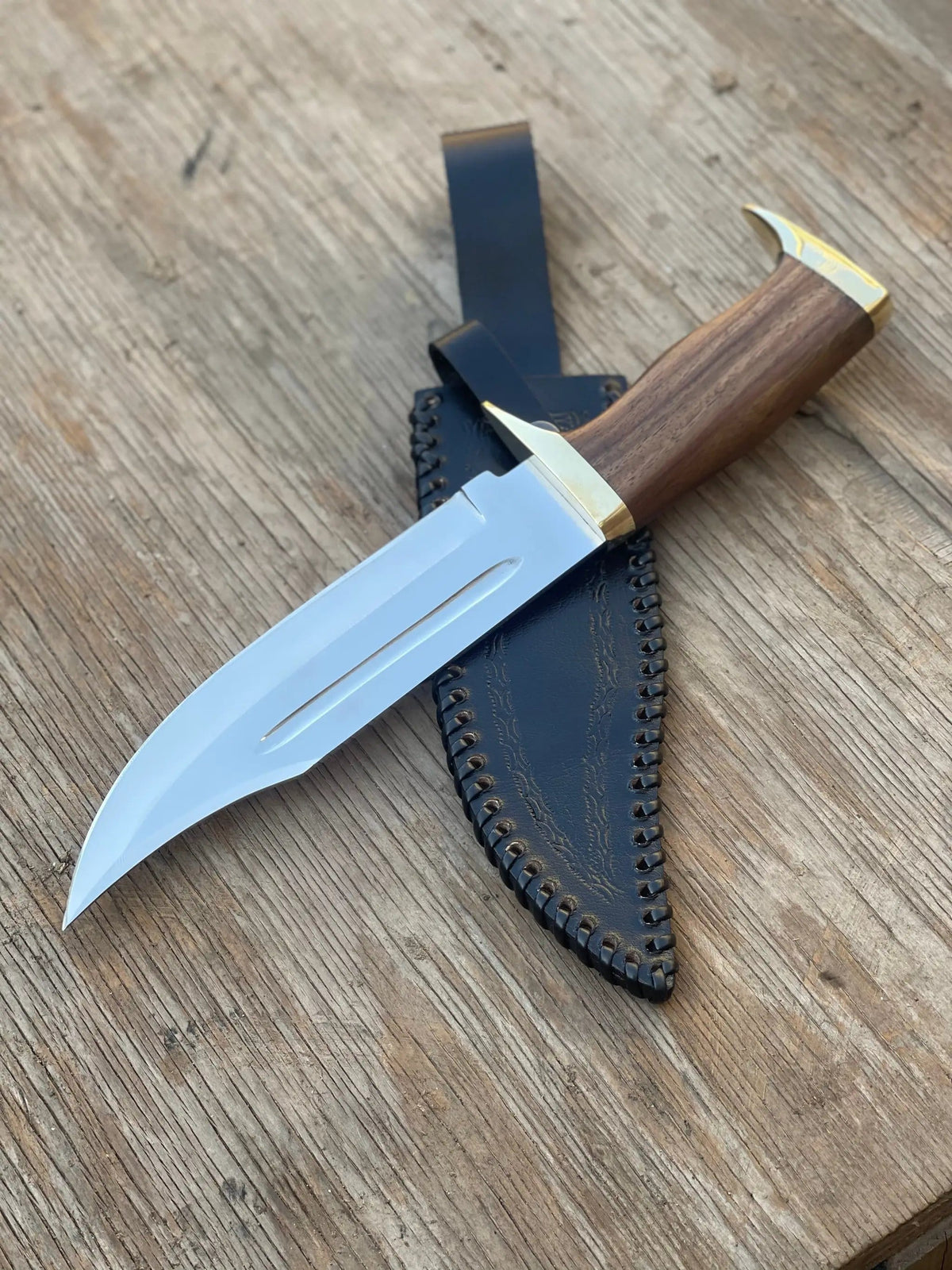 Custom Handmade J2 Steel Bowie Knife with Brass Guard and Rosewood Handle - 13” | Rosewood | Hunting & Survival Knife | Home