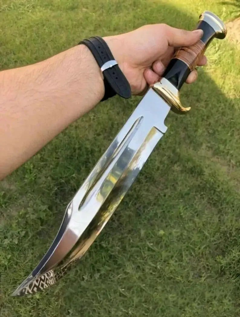 Supreme Custom Handmade 440C Steel Crocodile Dundee Bowie Knife 16” Heavy Duty | 16 Inch | Leather | coated crocodile bowie