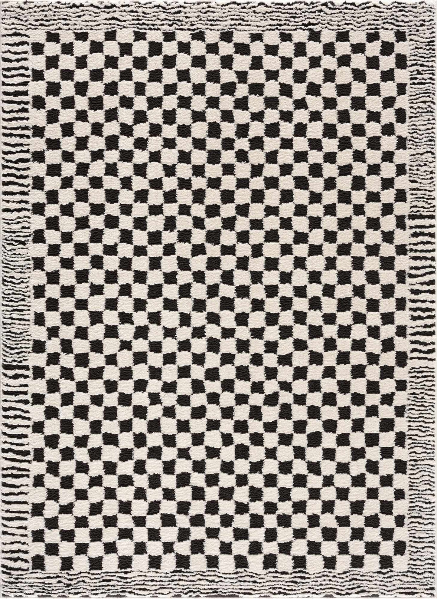 Leryn Black & White Checkered Area Rug from PriceLows™