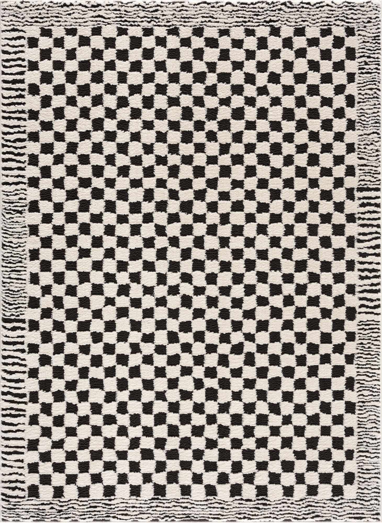 Leryn Black & White Checkered Area Rug from PriceLows™