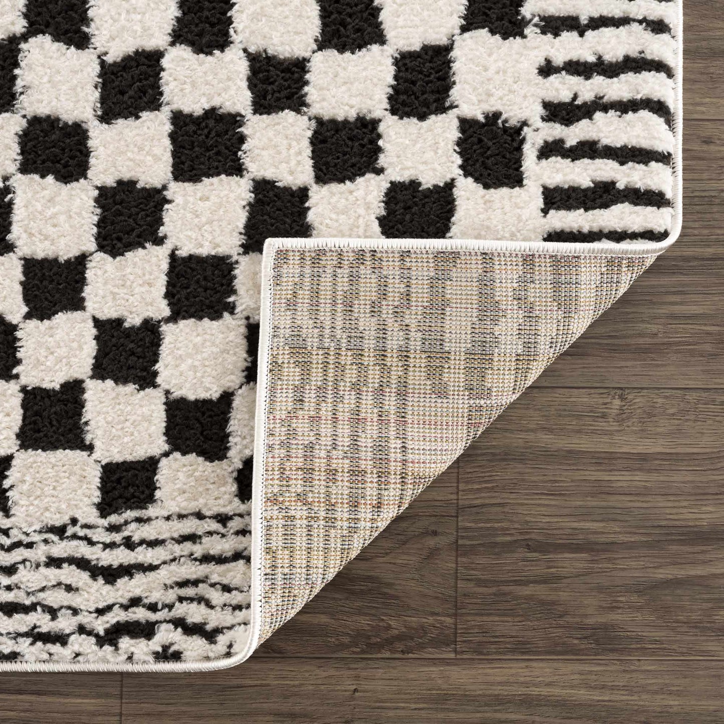 Leryn Black & White Checkered Area Rug from PriceLows™