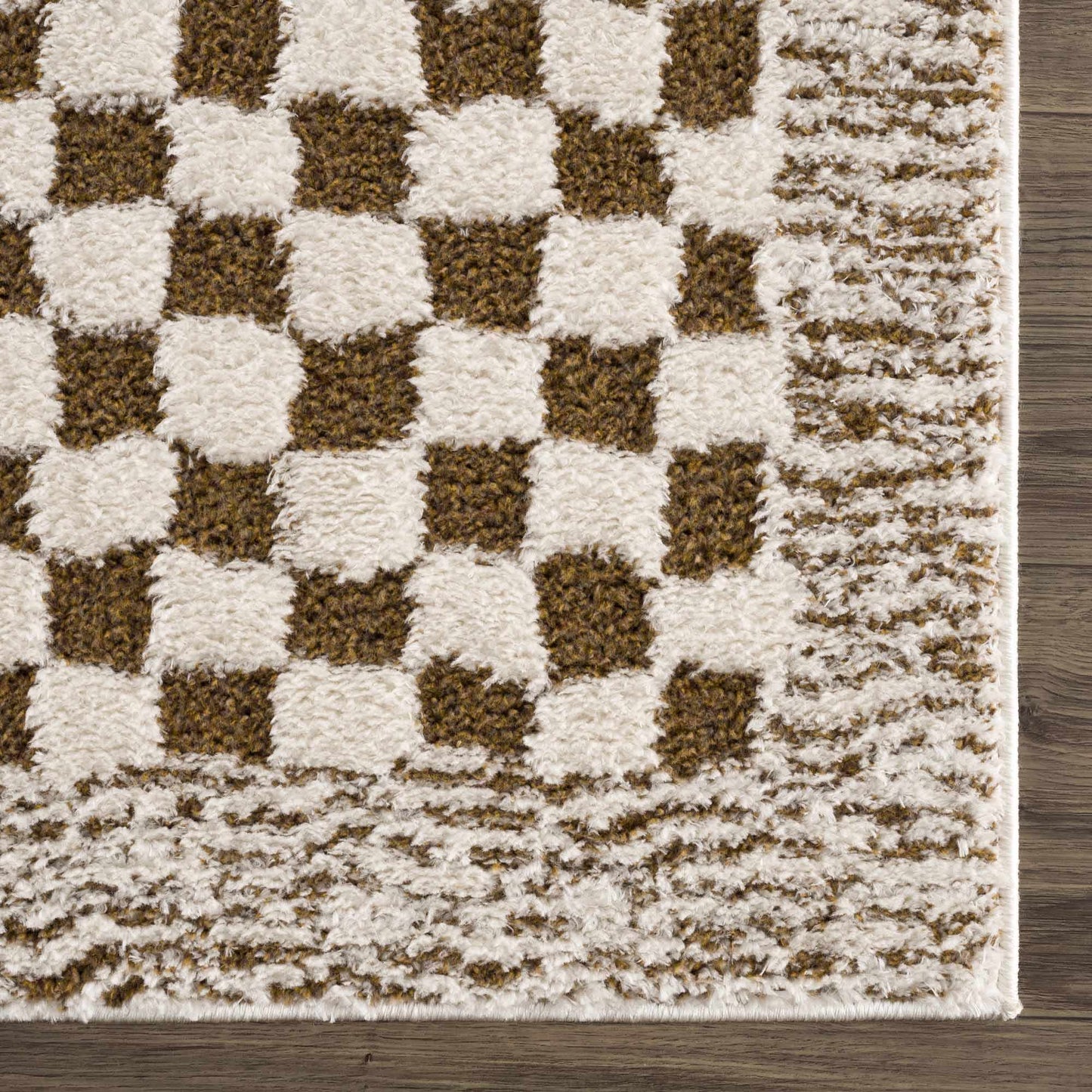 Leryn Brown & White Checkered Area Rug from PriceLows™