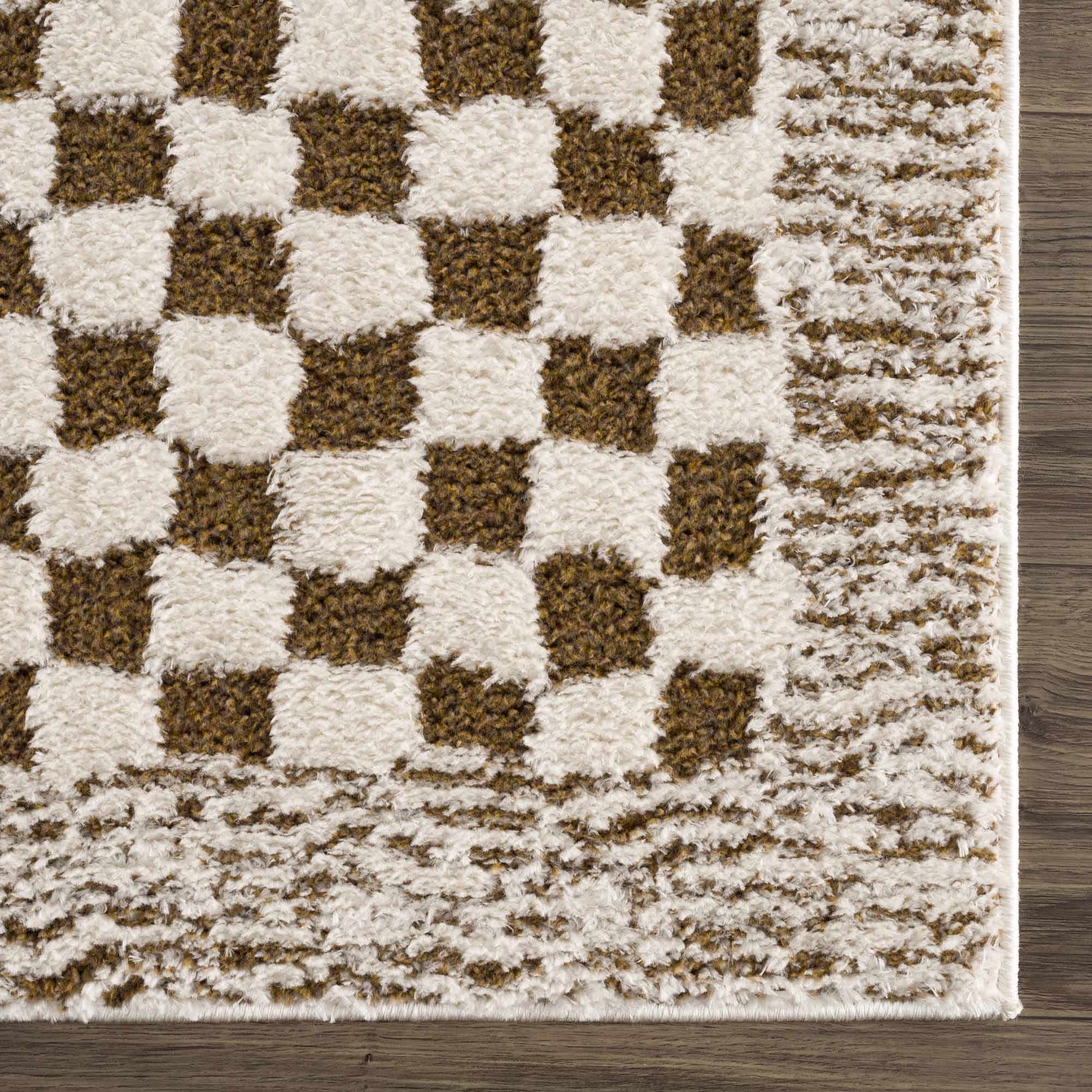 Leryn Brown & White Checkered Area Rug from PriceLows™