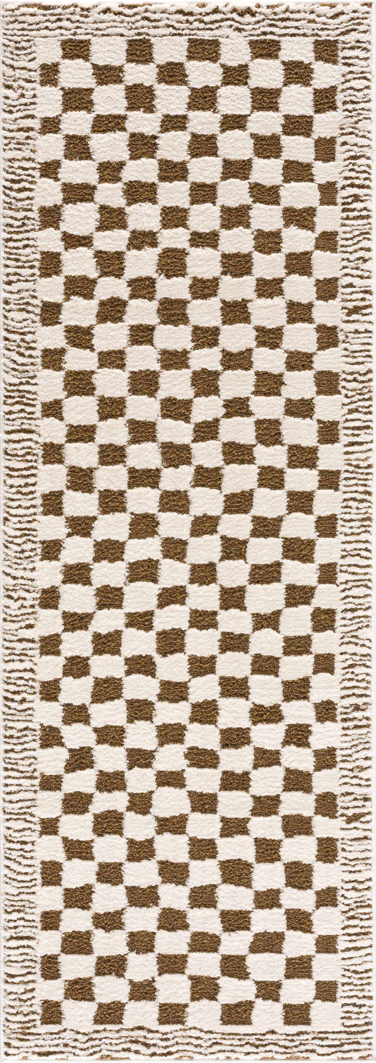 Leryn Brown & White Checkered Area Rug from PriceLows™