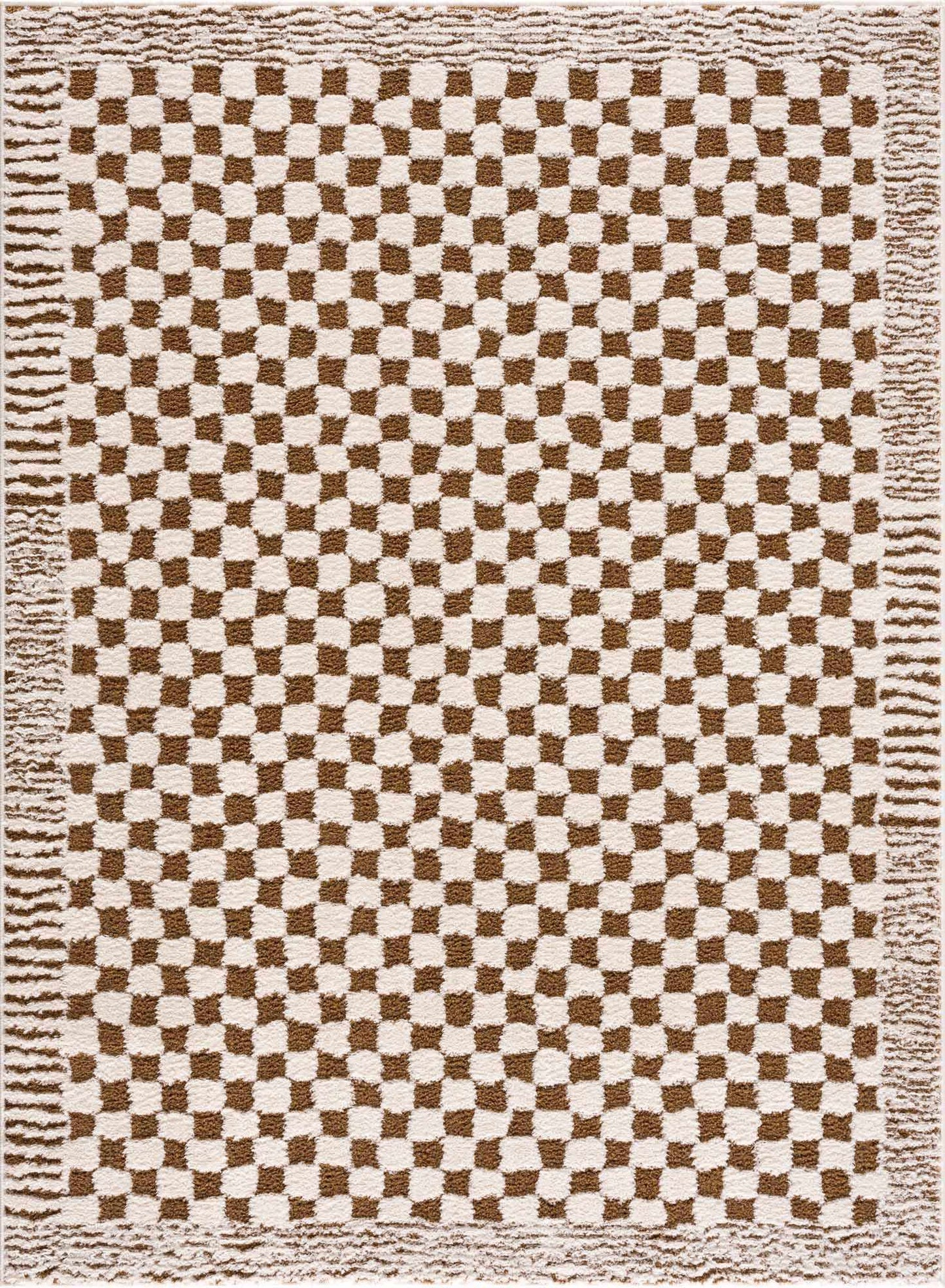 Leryn Brown & White Checkered Area Rug from PriceLows™