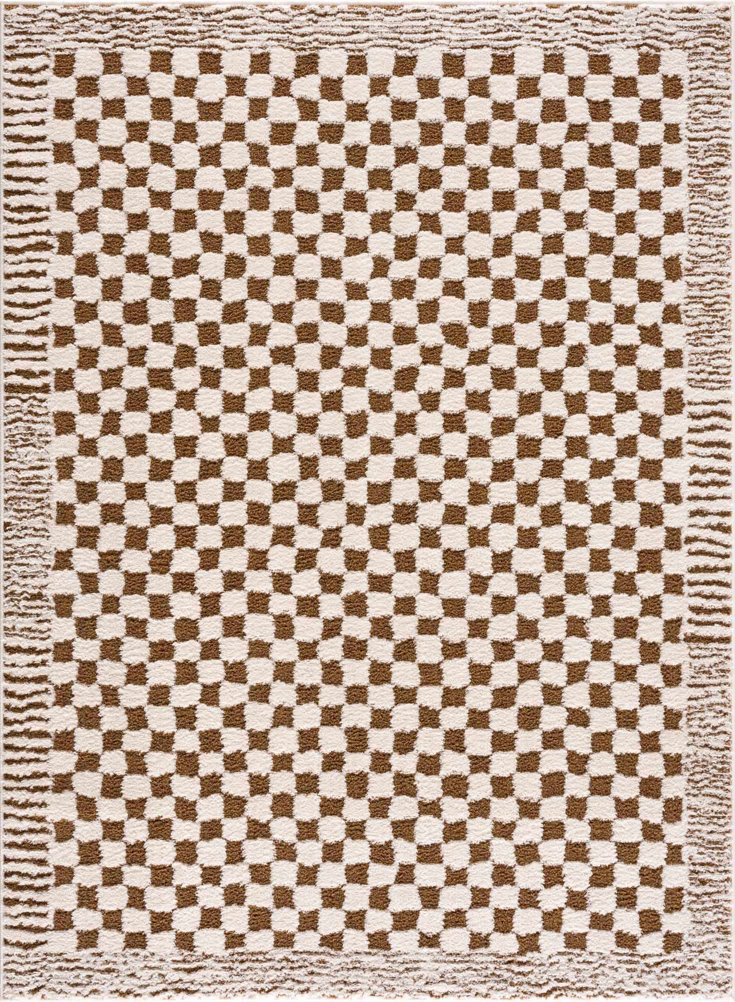 Leryn Brown & White Checkered Area Rug from PriceLows™