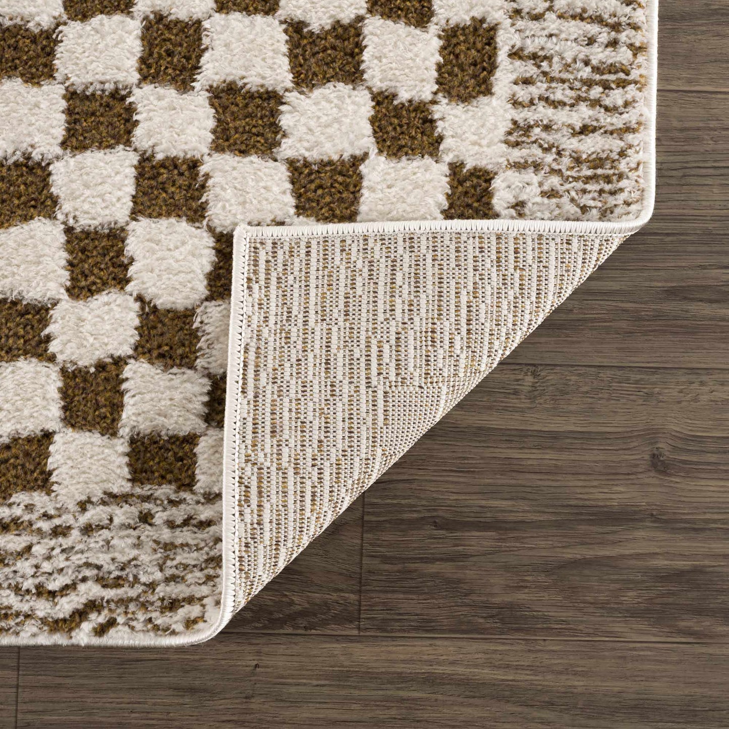 Leryn Brown & White Checkered Area Rug from PriceLows™