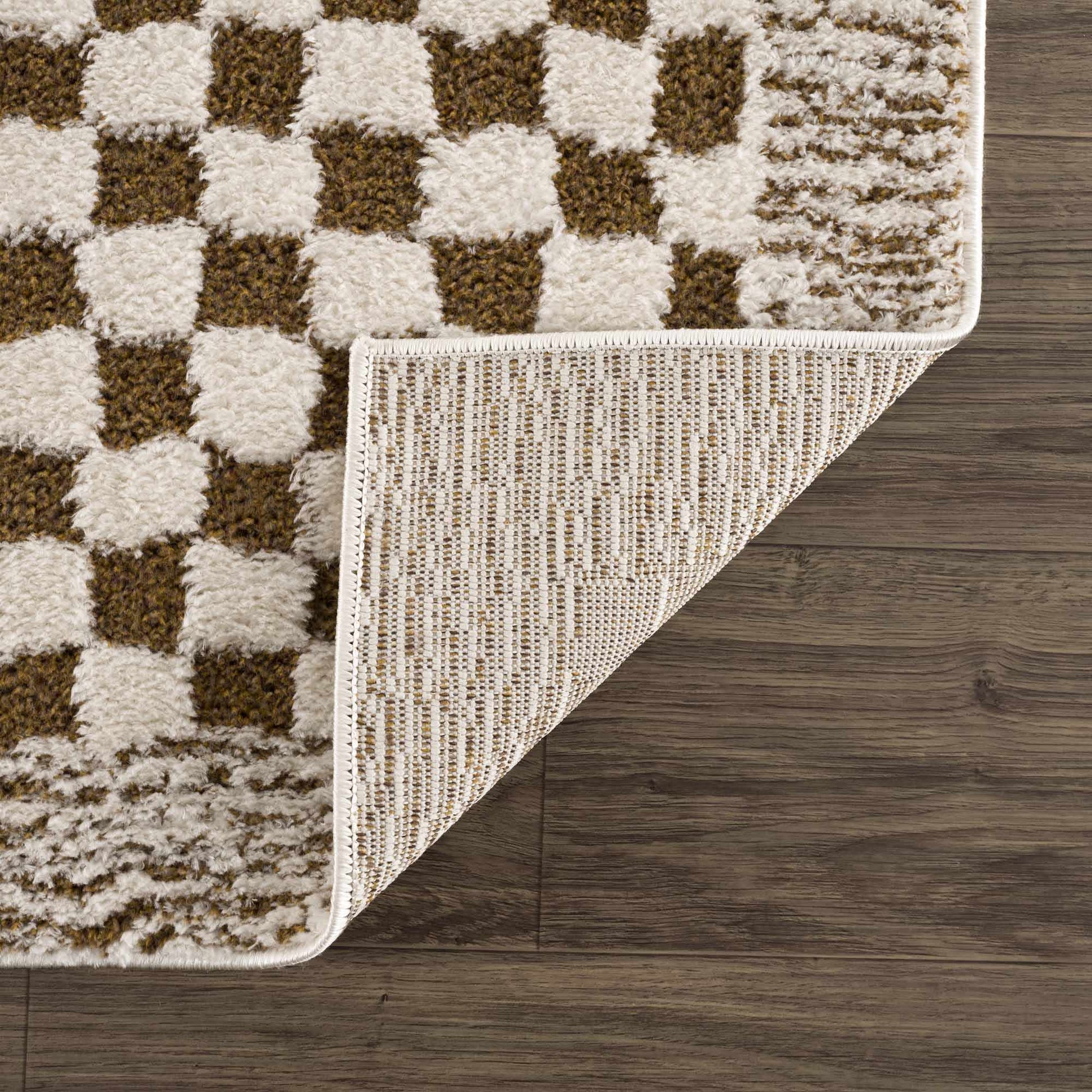 Leryn Brown & White Checkered Area Rug from PriceLows™