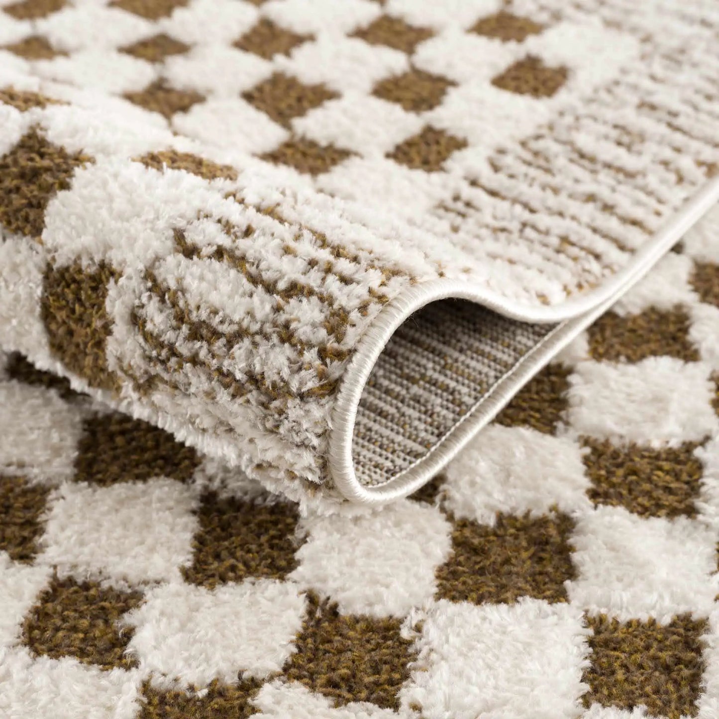 Leryn Brown & White Checkered Area Rug from PriceLows™