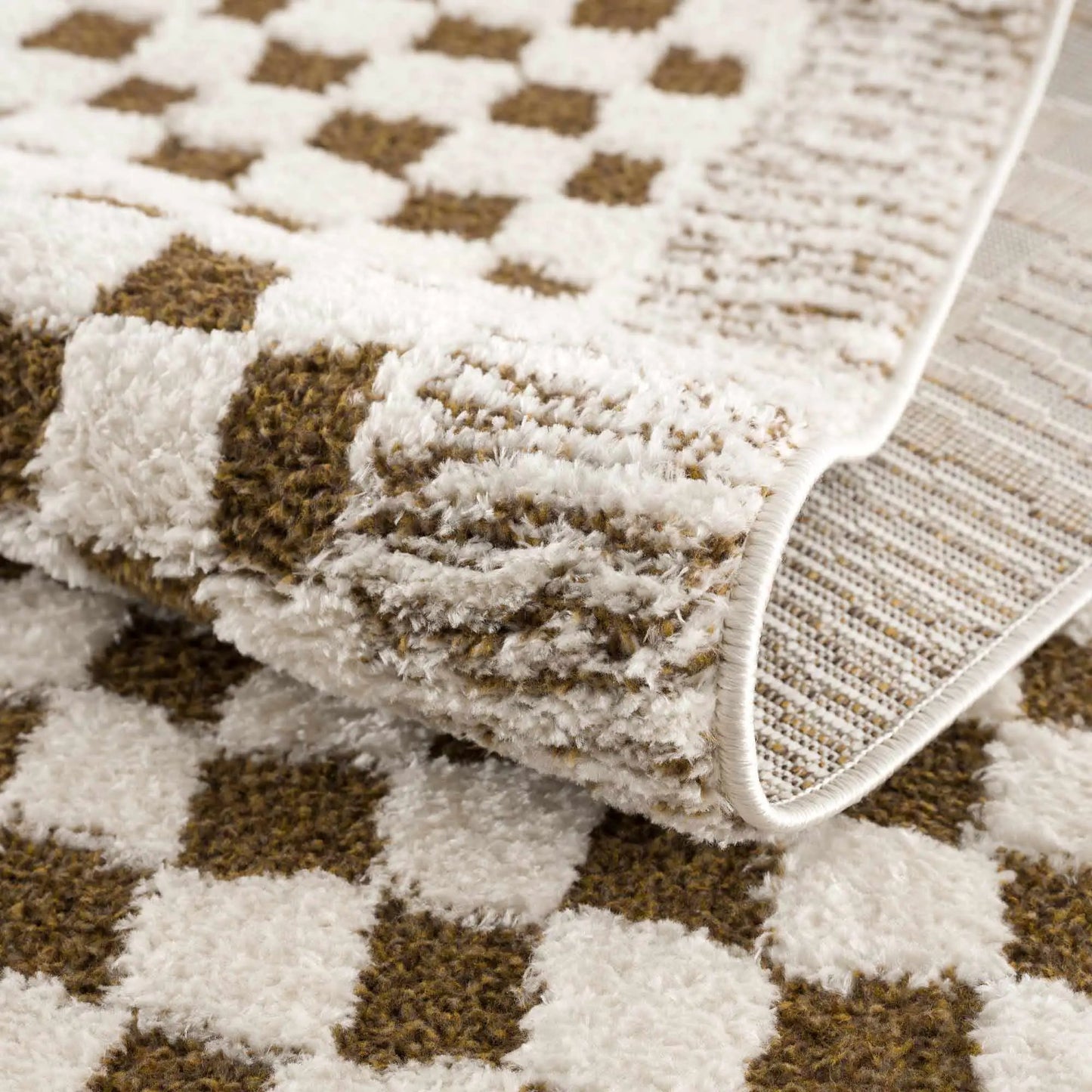 Leryn Brown & White Checkered Area Rug from PriceLows™