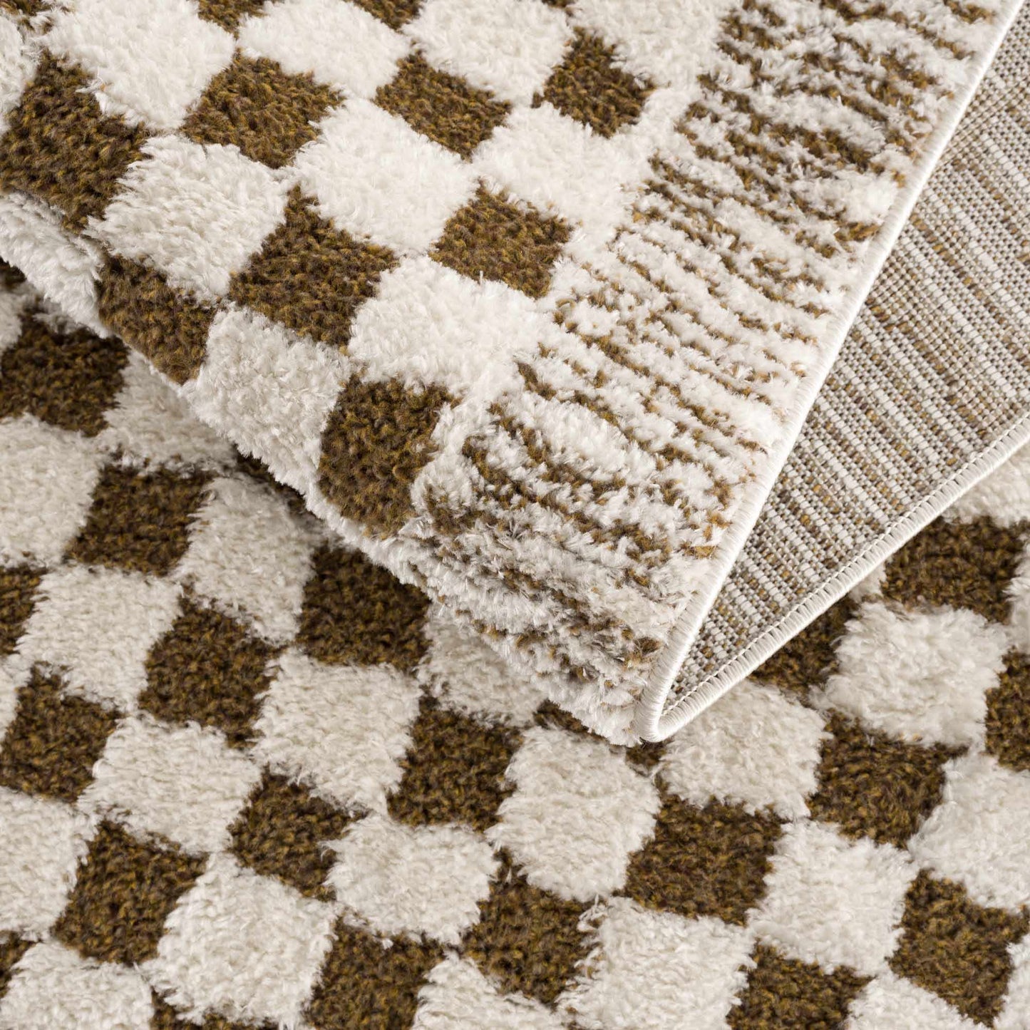 Leryn Brown & White Checkered Area Rug from PriceLows™
