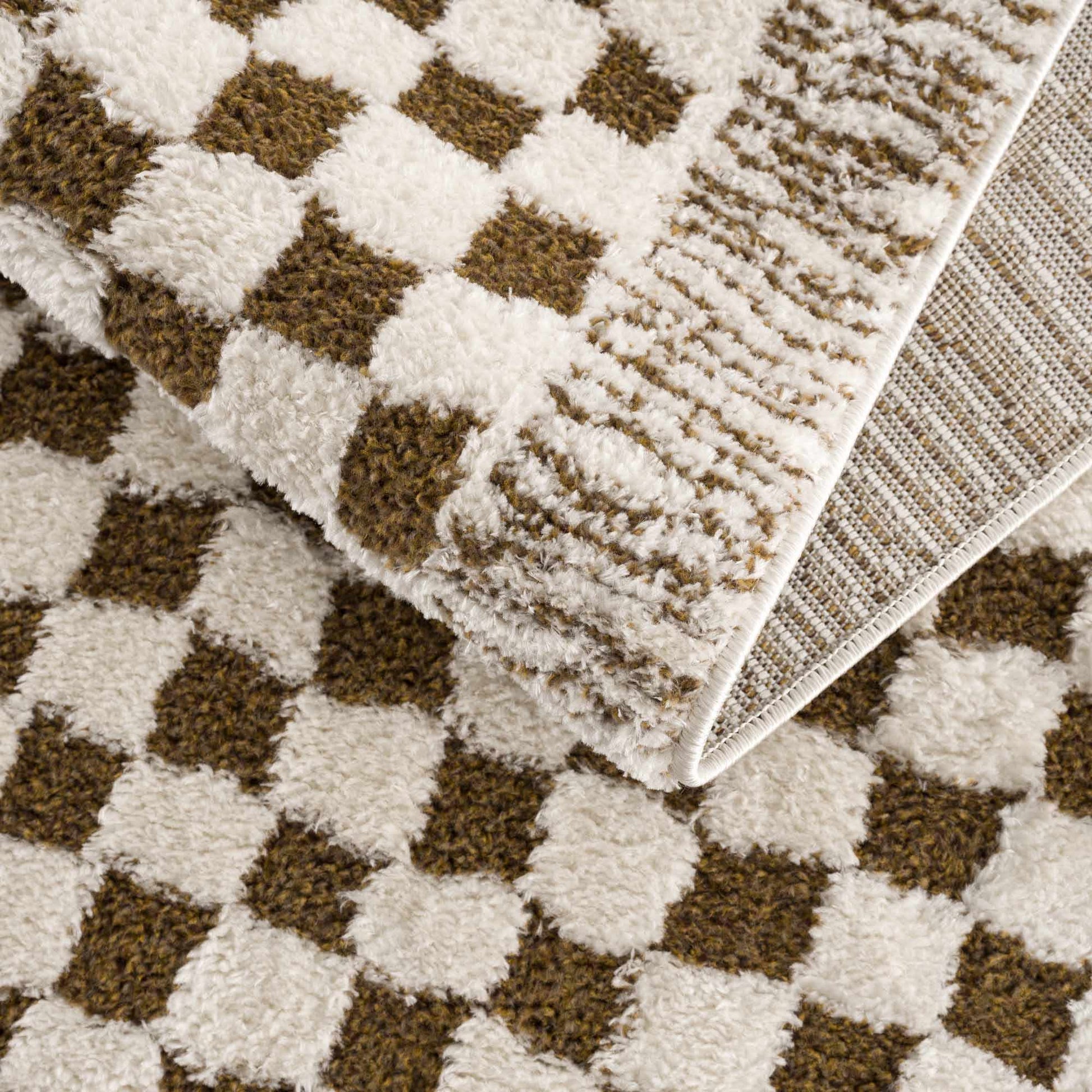 Leryn Brown & White Checkered Area Rug from PriceLows™