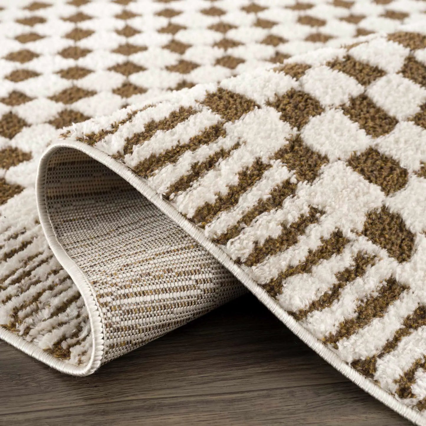 Leryn Brown & White Checkered Area Rug from PriceLows™