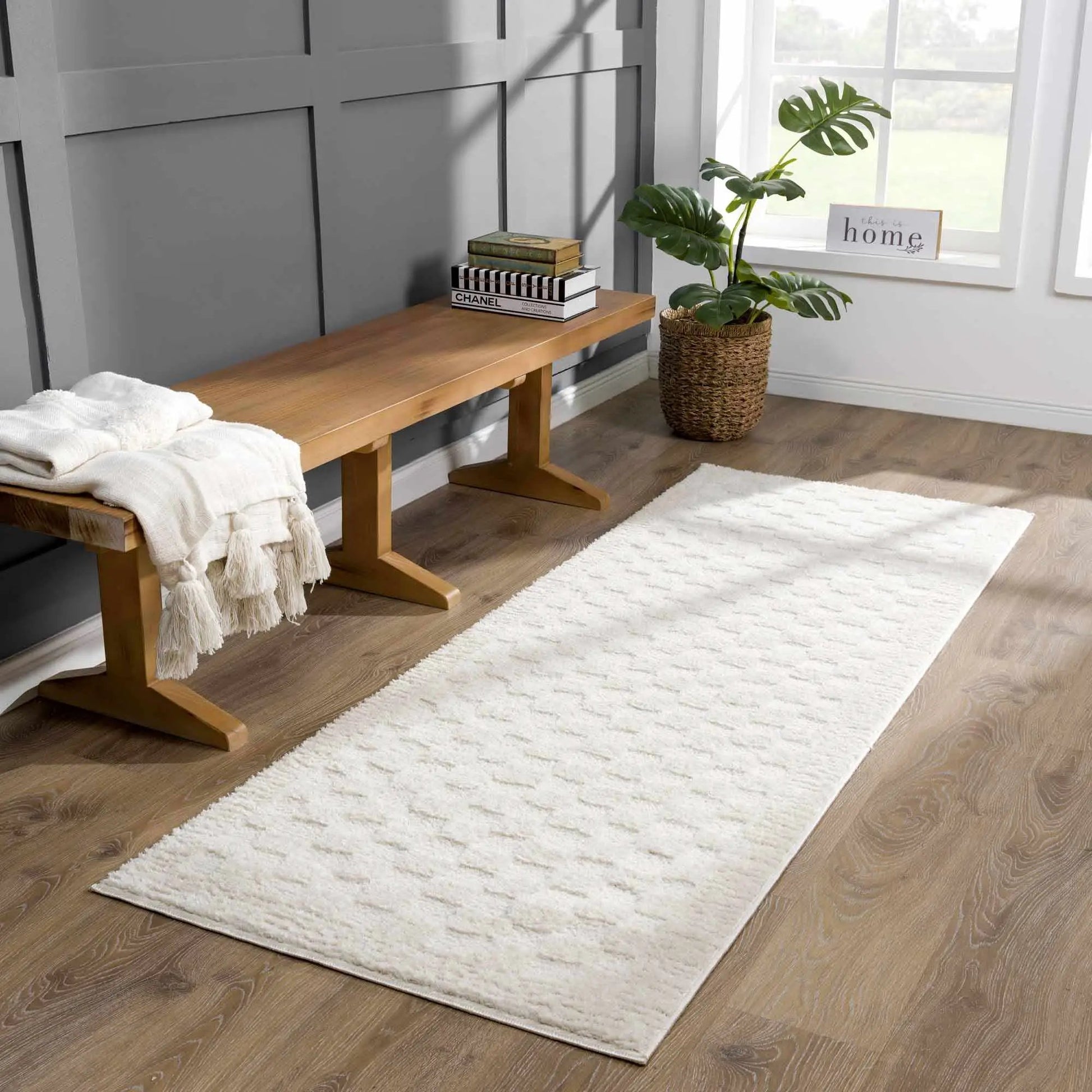 Leryn Ivory Checkered Area Rug from PriceLows™