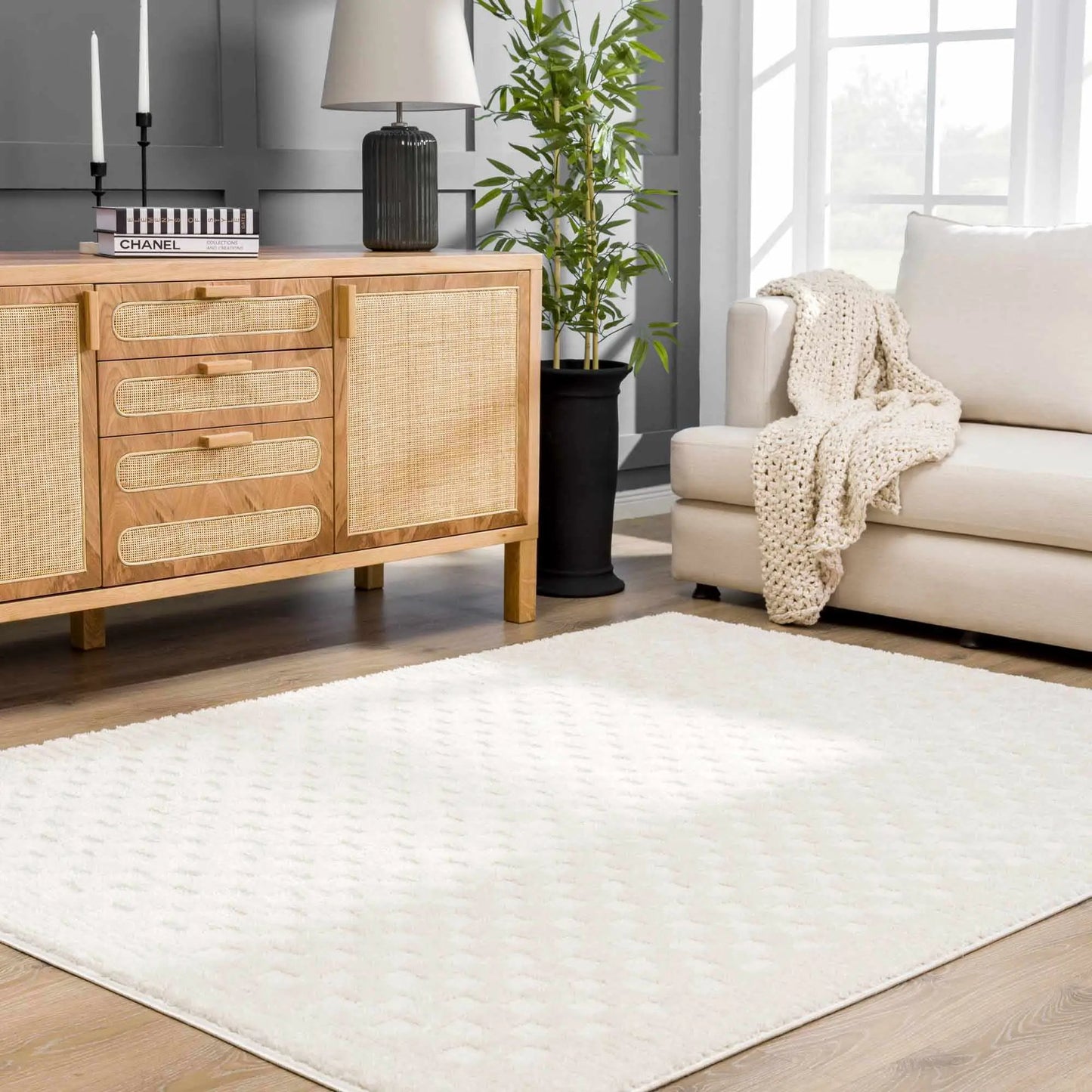 Leryn Ivory Checkered Area Rug from PriceLows™